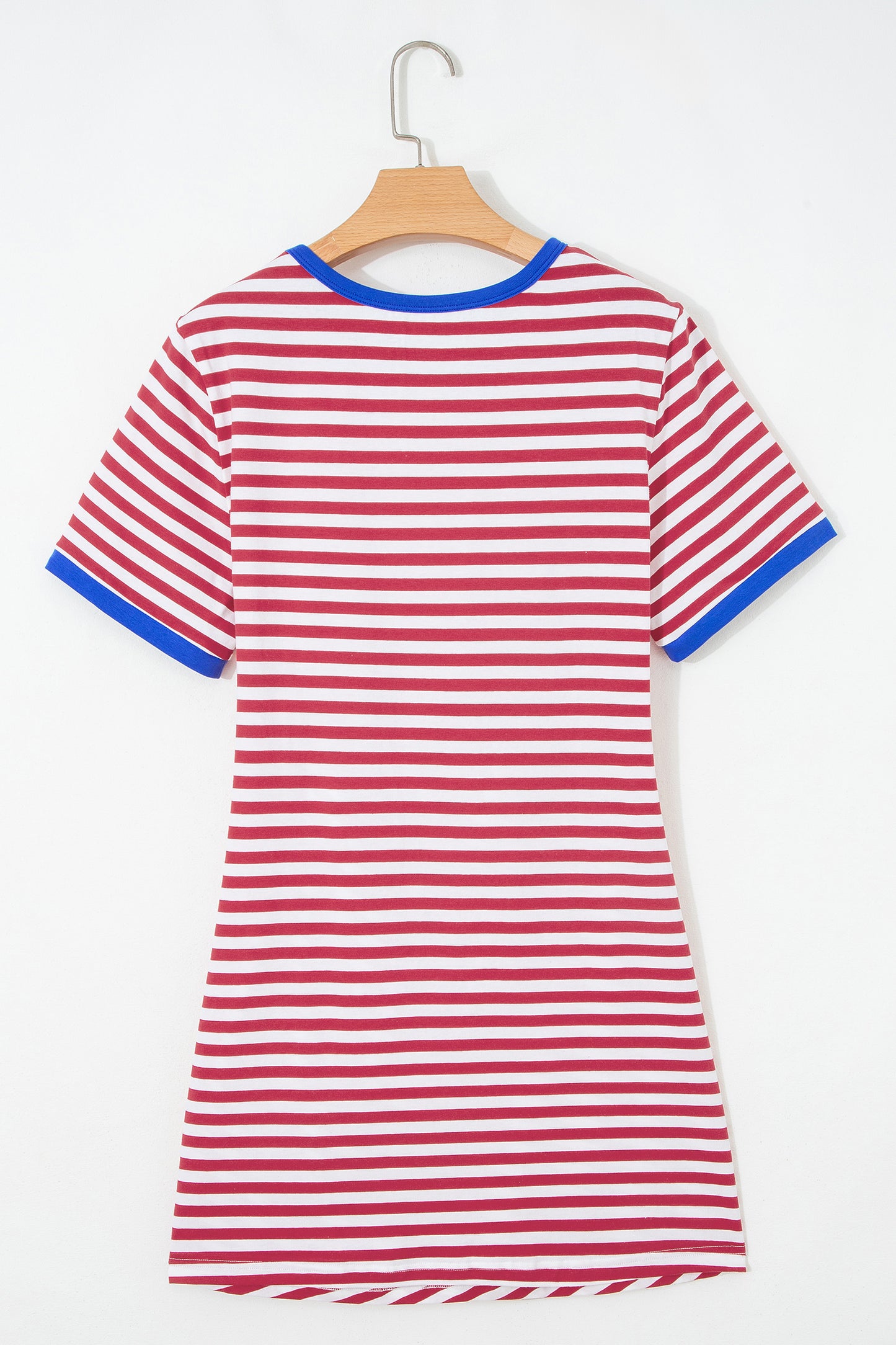Green Stripe Nautical Tie Contrast Trim Round Neck T Shirt Mini Dress