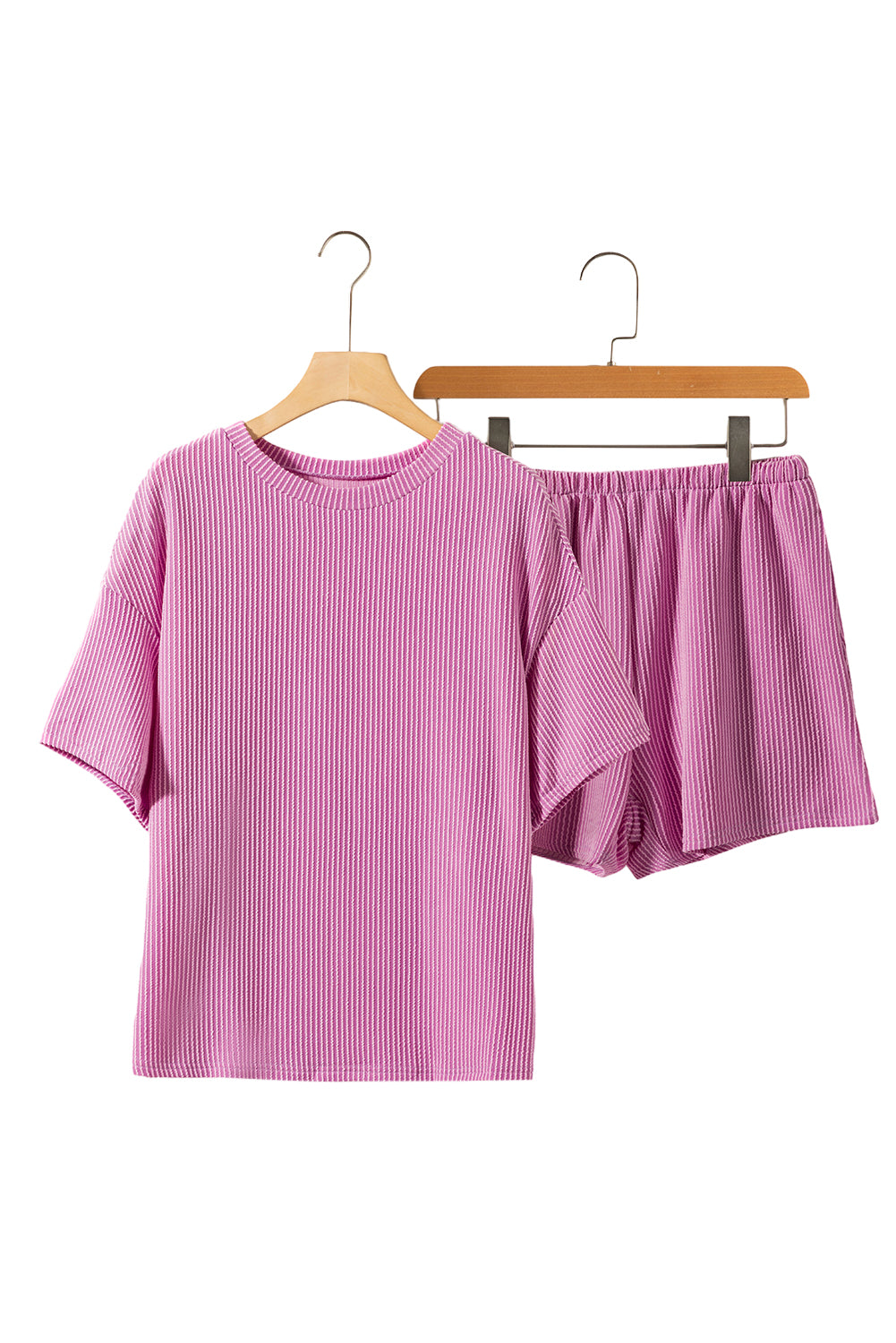 Phalaenopsis Ribbed Textured Loose Fit Tee & Shorts Set