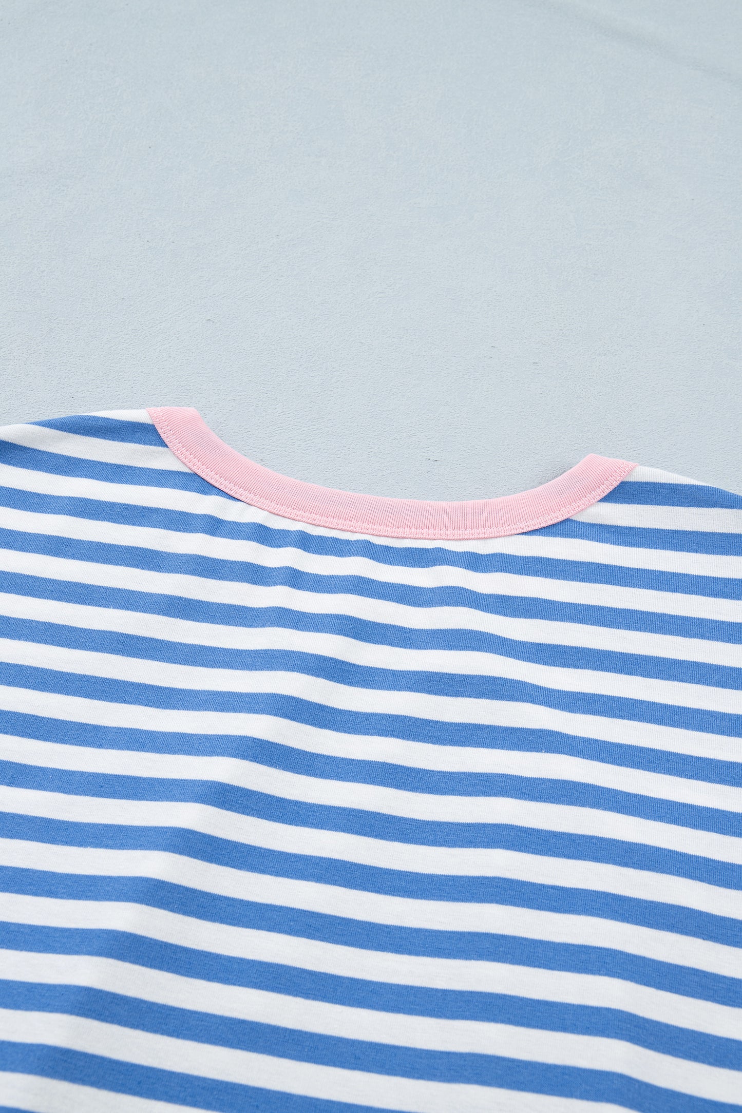 Green Stripe Nautical Tie Contrast Trim Round Neck T Shirt Mini Dress