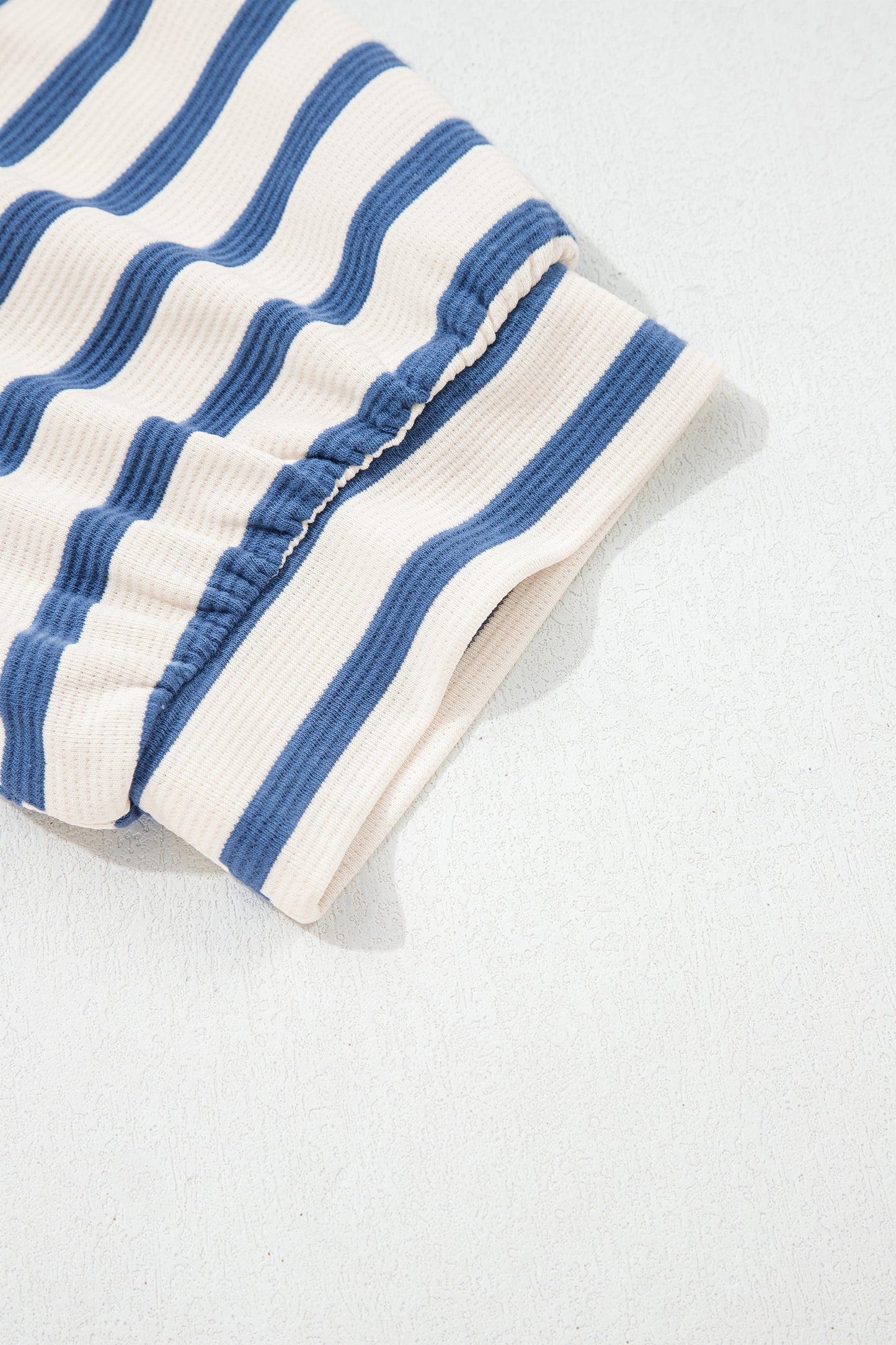 Black Stripe Short Puff Sleeve Color Block Polo Collar Blouse