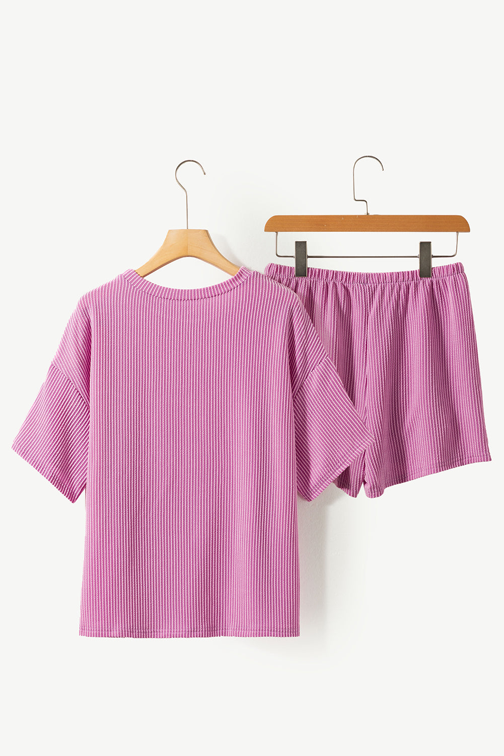 Phalaenopsis Ribbed Textured Loose Fit Tee & Shorts Set