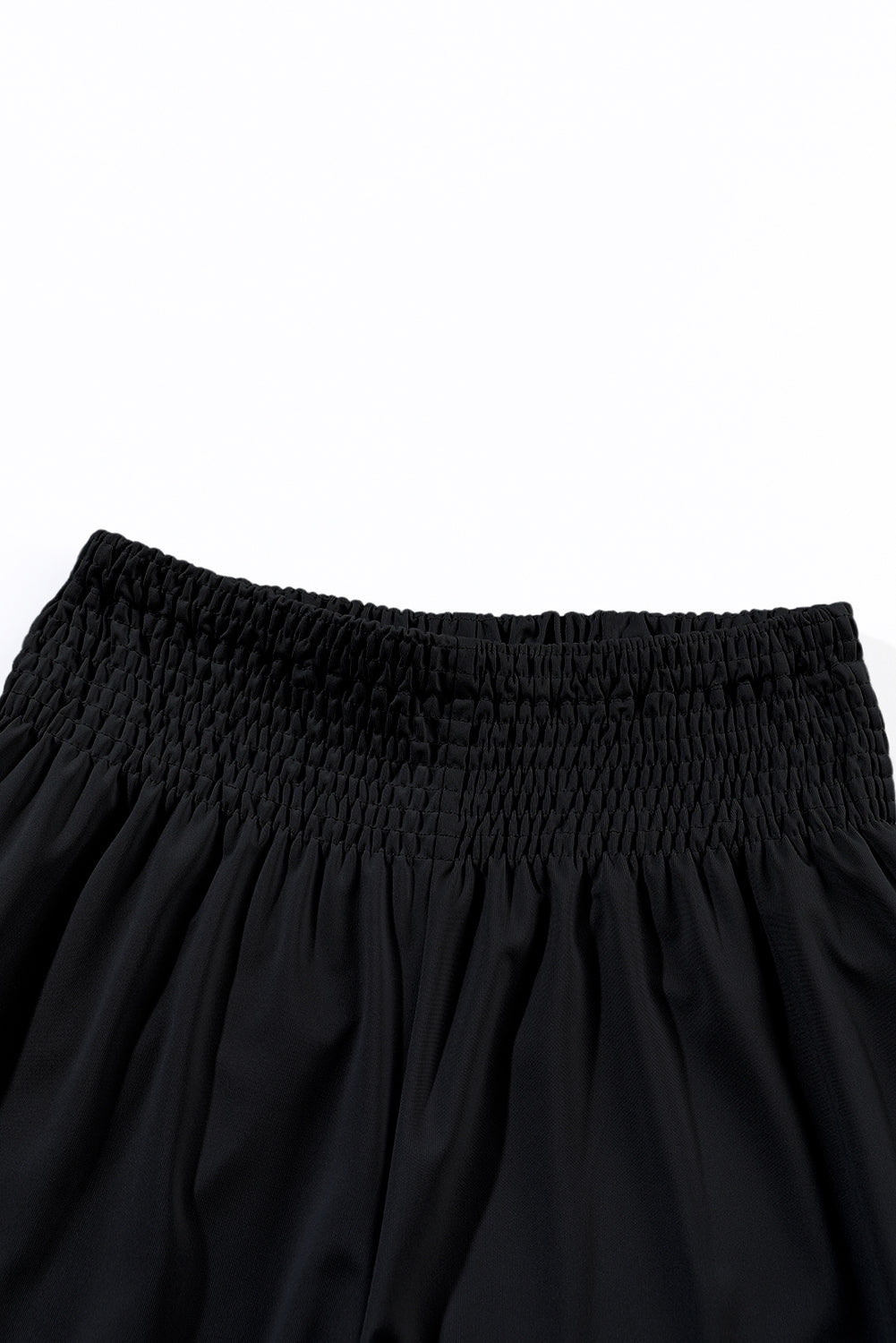 Black Pocketed Smocked High Waist Joggers