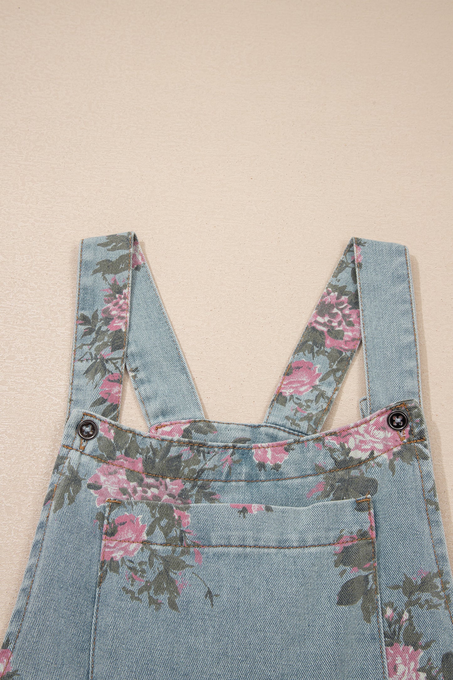 Blue Beau Floral Print Pleated High Waist Wide Leg Denim Jumpsuit