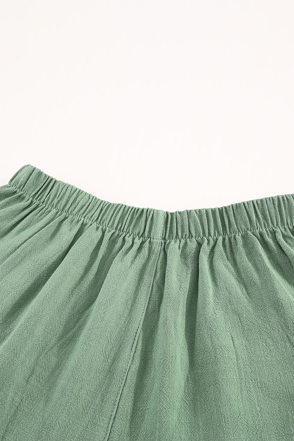 Green Casual Pocketed Ruffle High Waisted Shorts