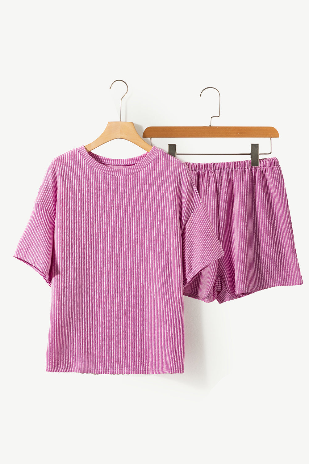 Phalaenopsis Ribbed Textured Loose Fit Tee & Shorts Set