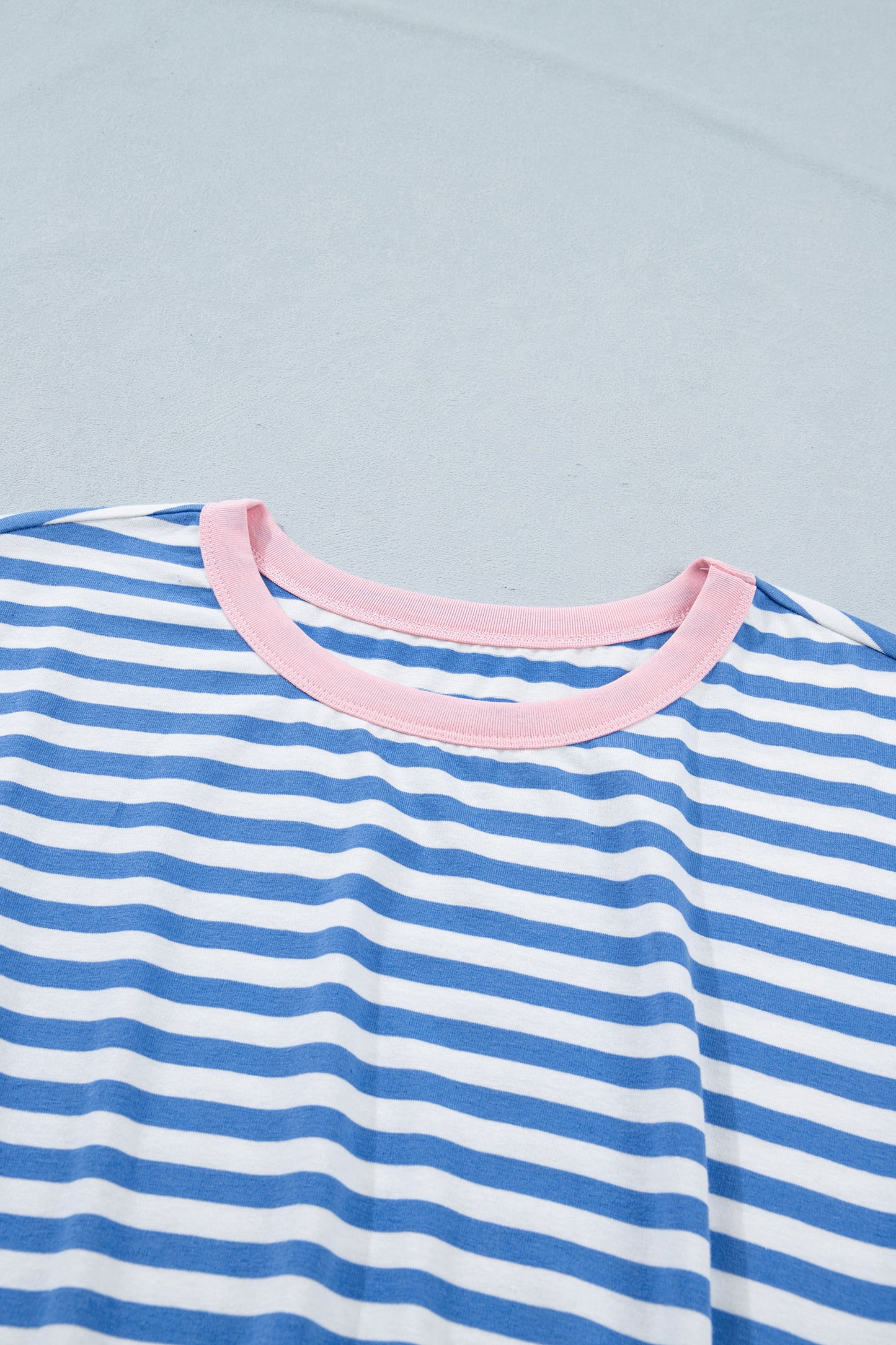 Green Stripe Nautical Tie Contrast Trim Round Neck T Shirt Mini Dress