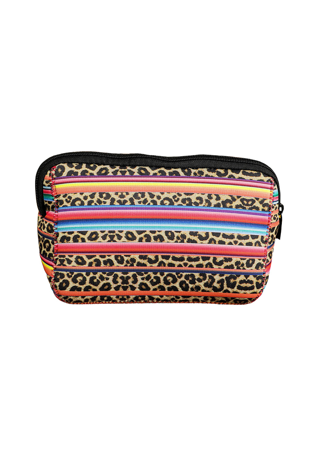 Cheetah Print and Aztec Pattern Zip Closure Make Up Bag