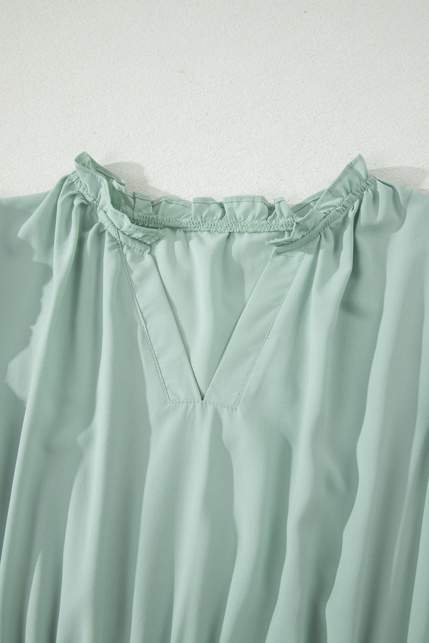 Lavendula Solid Color V Neck Short Puff Sleeve High Waist Tiered Maxi Dress