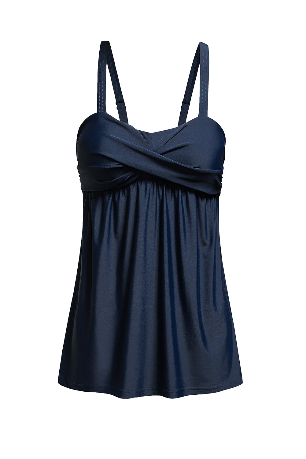 Navy Blue Ruched Swing Tankini Swimsuit